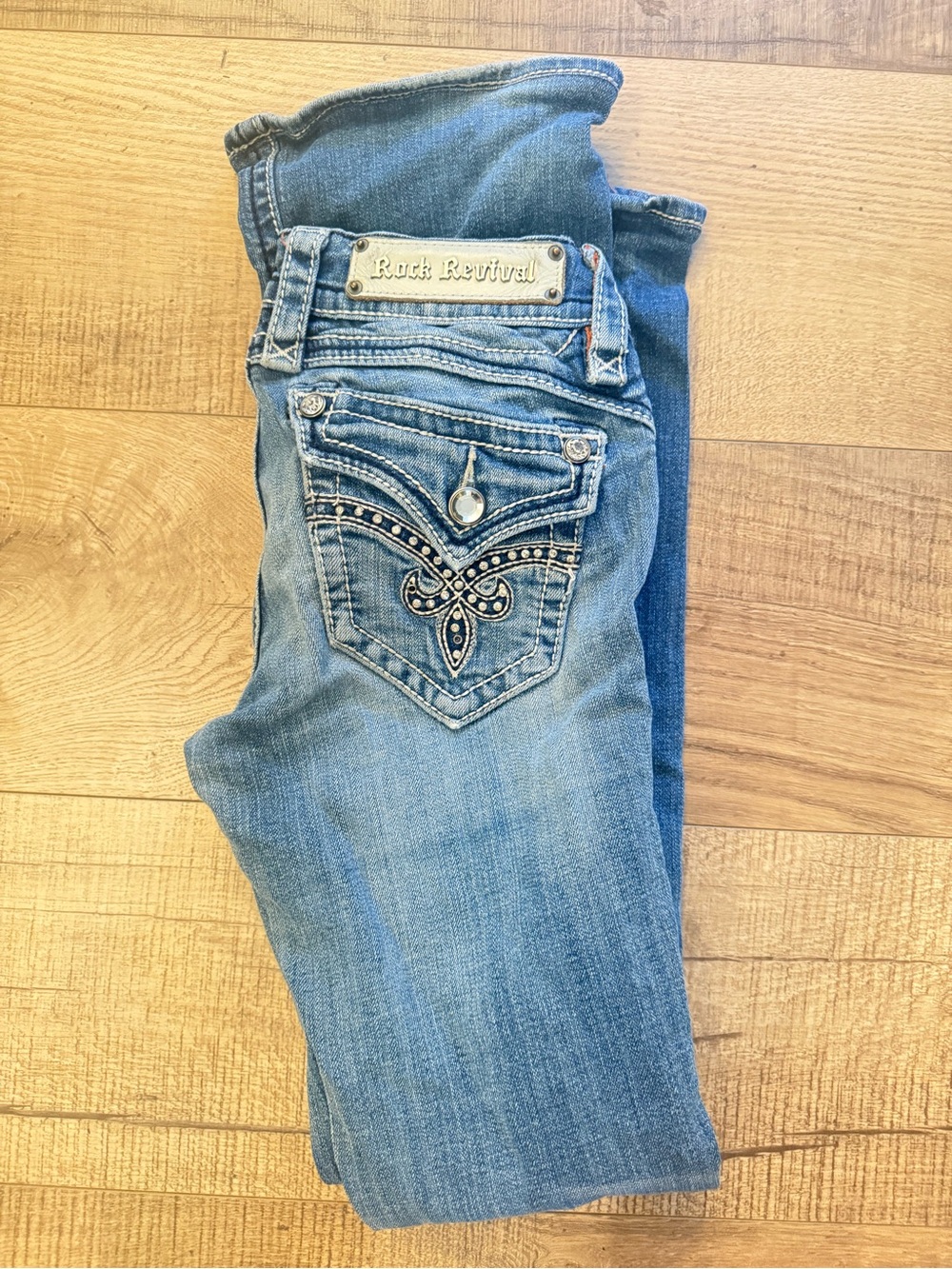 Rock Revival Light Blue Embellished Back Pocket Jeans